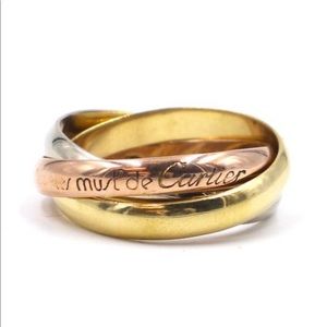Cartier Trinity Rose Yellow White 18K Ring 56 7